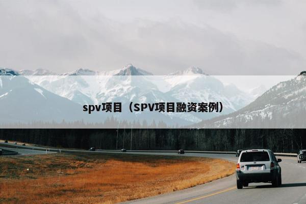 spv项目（SPV项目融资案例）