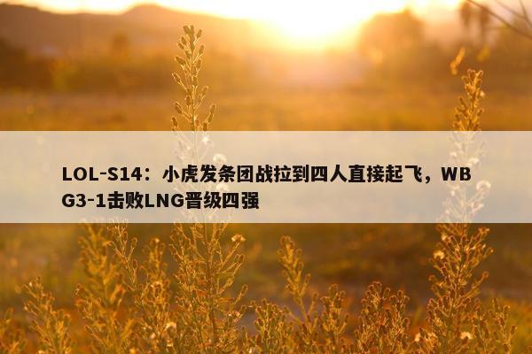 LOL-S14：小虎发条团战拉到四人直接起飞，WBG3-1击败LNG晋级四强